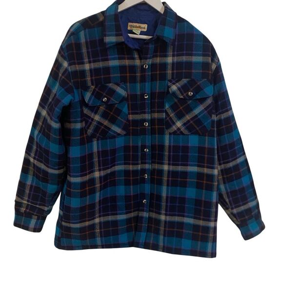 Vintage Trails end large wool blend blue black pocket front button down flannel - Picture 1 of 4